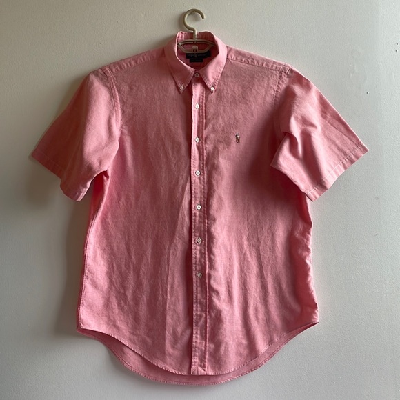 Ralph Lauren Pink Cotton Short Sleeve Dress Shirt Large - Picture 2 of 11
